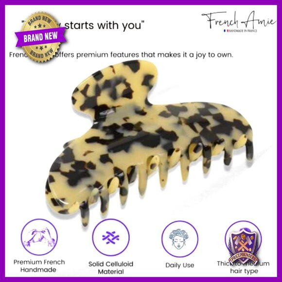 Large 4.25 Inch Handmade Celluloid Hair Claw Clip Strong Grip No Slip main image 5
